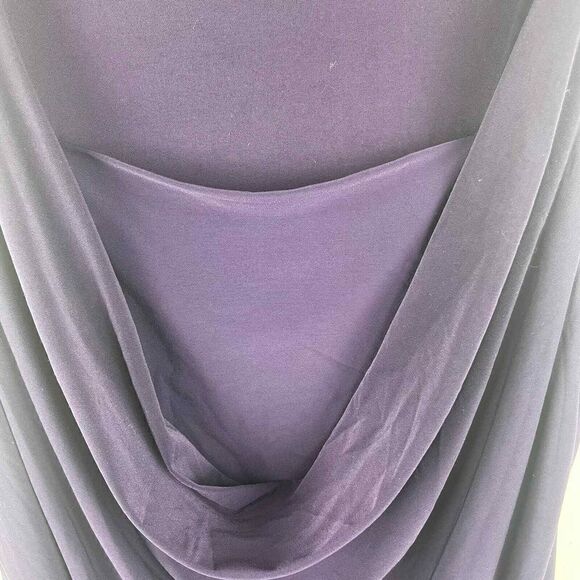 Express Y2K Slinky Eggplant Purple Cowl Neck Body Con Mini Dress Size S - Picture 4 of 7